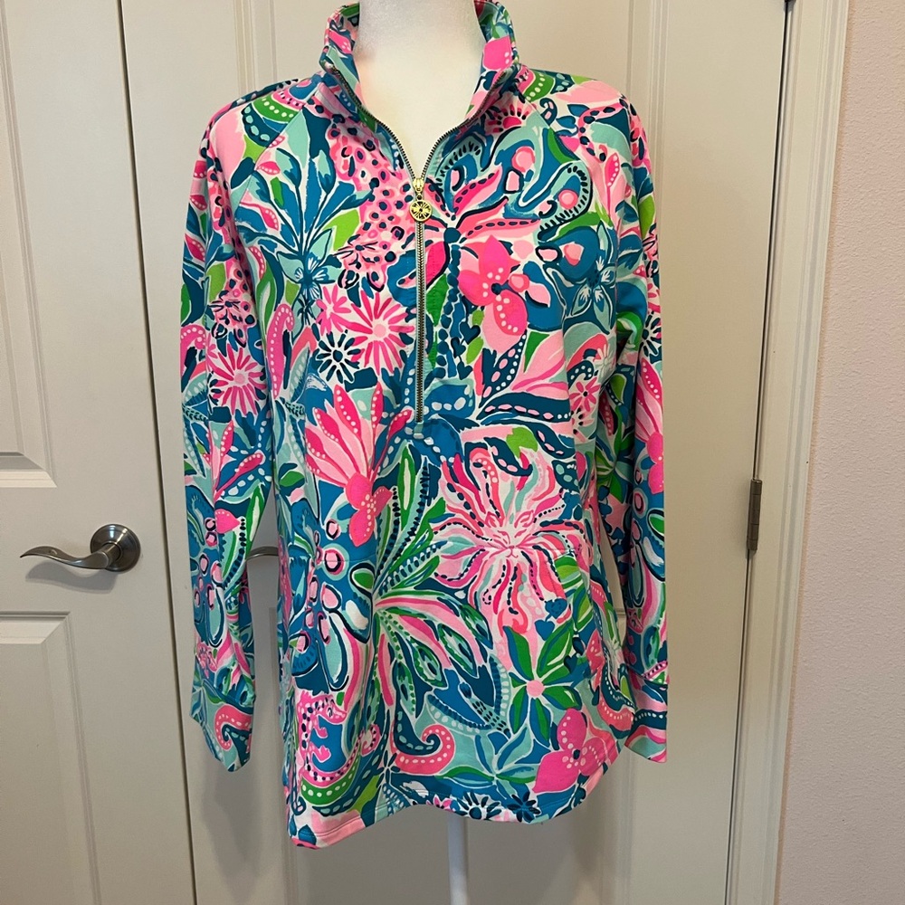 Lilly Pulitzer Skipper Turquoise Oasis Golden Hour Quarter-Zip Pullover